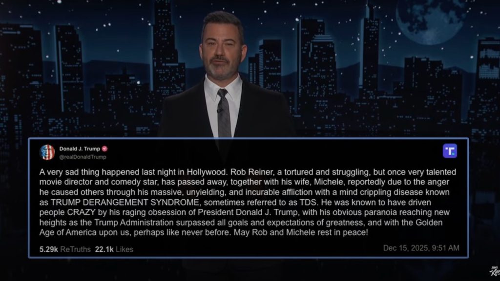 Jimmy Kimmel Comes Out Swinging at Trump Over Rob Reiner Comments